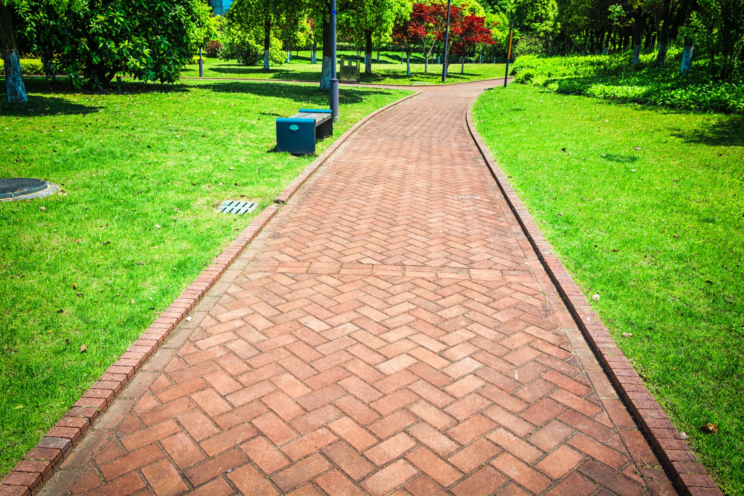 Block paved garden path