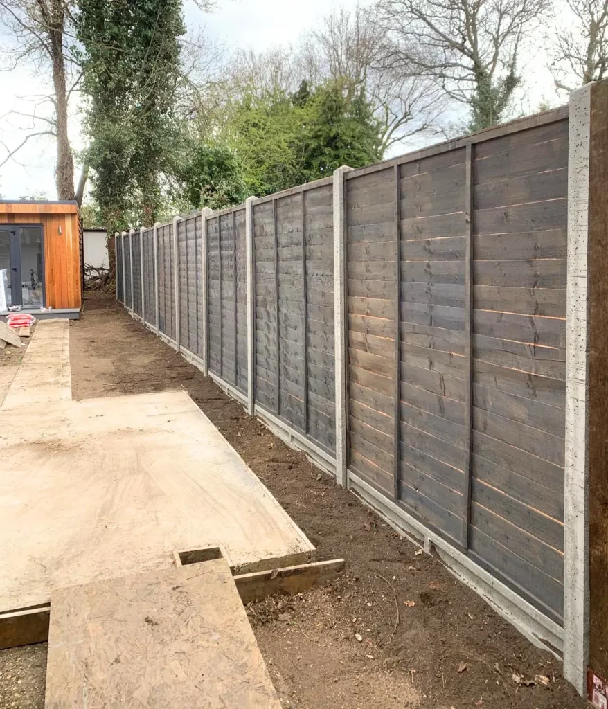 A rear garden fence St Albans landscaping Team erected